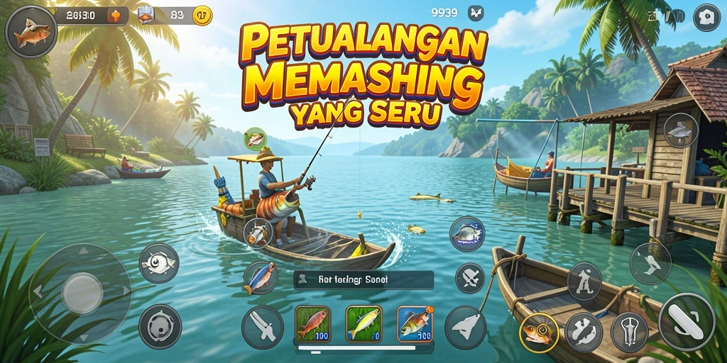 Tampilan gameplay menarik saat memancing di 9939.