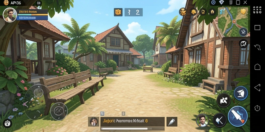 Tampilan gameplay API36 yang ceria dan penuh warna.