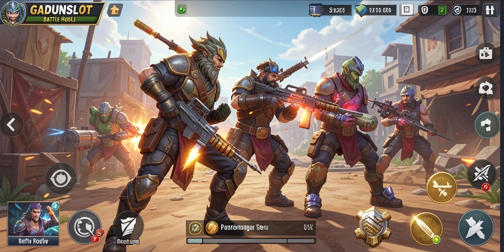 Tangkapan layar GADUNSLOT menampilkan pertempuran epik di arena Battle Royale.