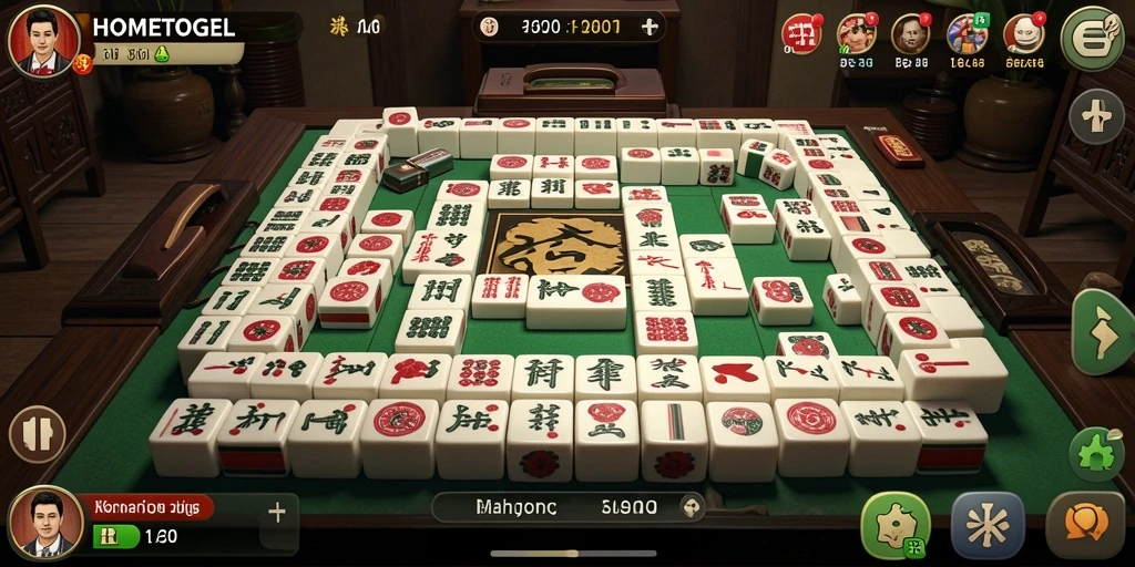 Tampilan gameplay Mahjong yang menarik di HOMETOGEL.
