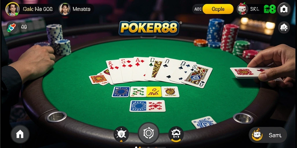 Tampilan gameplay seru POKER88 dengan pemain lainnya.