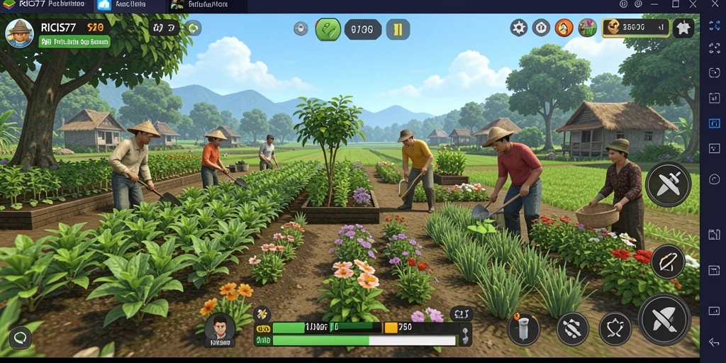 Screenshot RICIS77 menampilkan petualangan seru bertani dan berkebun.