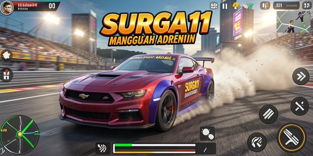 Gameplay Racing seru dengan berbagai trek dan mobil cepat.