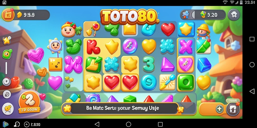 Tampilan gameplay seru TOTO80 dengan grafis Match-3 yang menarik.